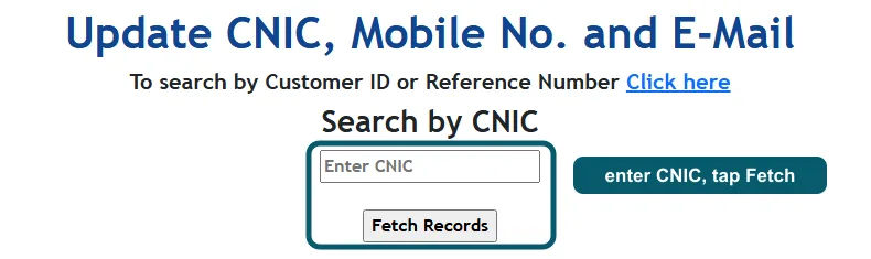LESCO search form with the CNIC field and Fetch Records button highlighted